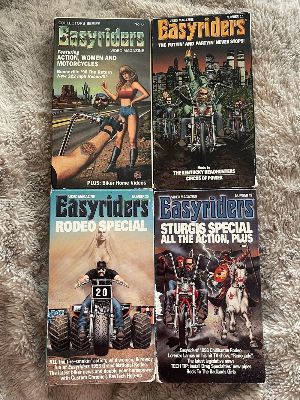 Easyriders Video Magazine VHS Lot Of 4 Biker Tapes #6 #11 #19 #20 Rodeo Special